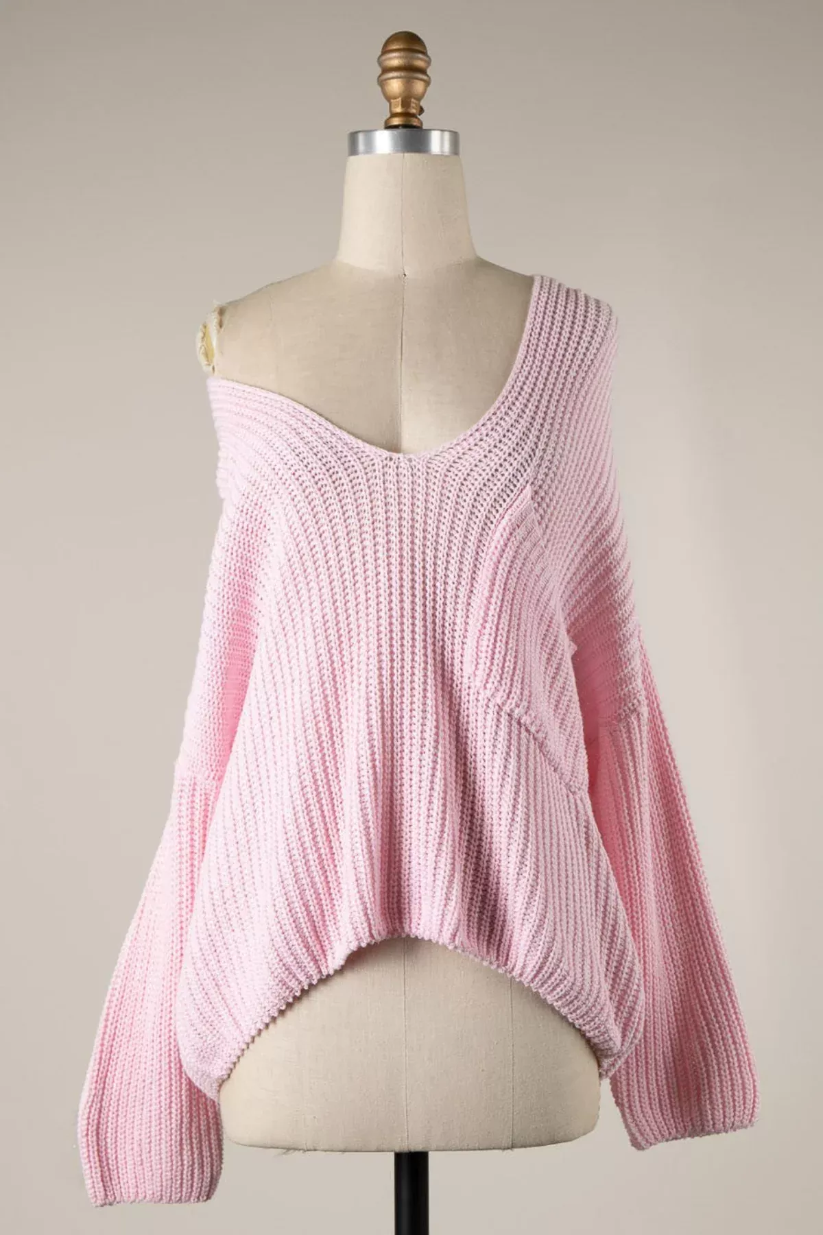 Brynn Pink V-Neck Sweater | Boho Pink