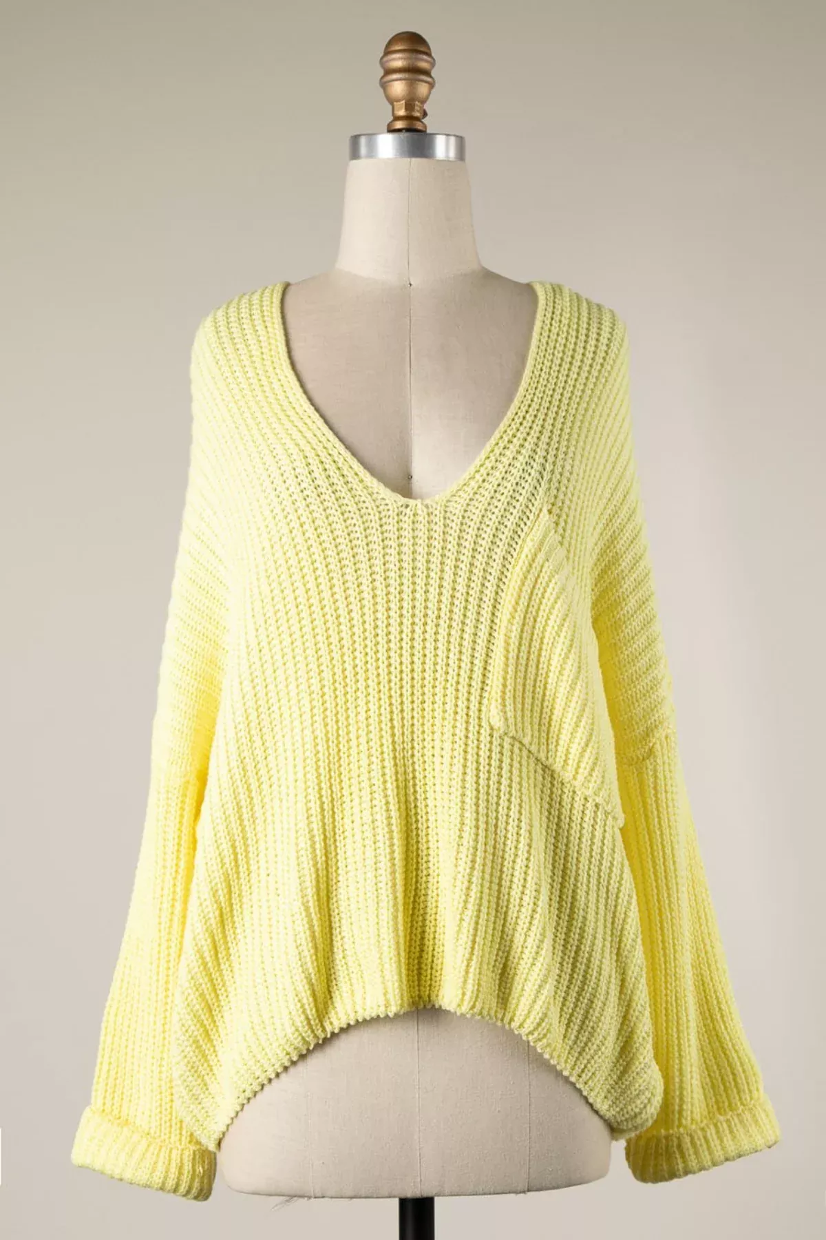 Brynn Yellow V-Neck Sweater | Boho Pink