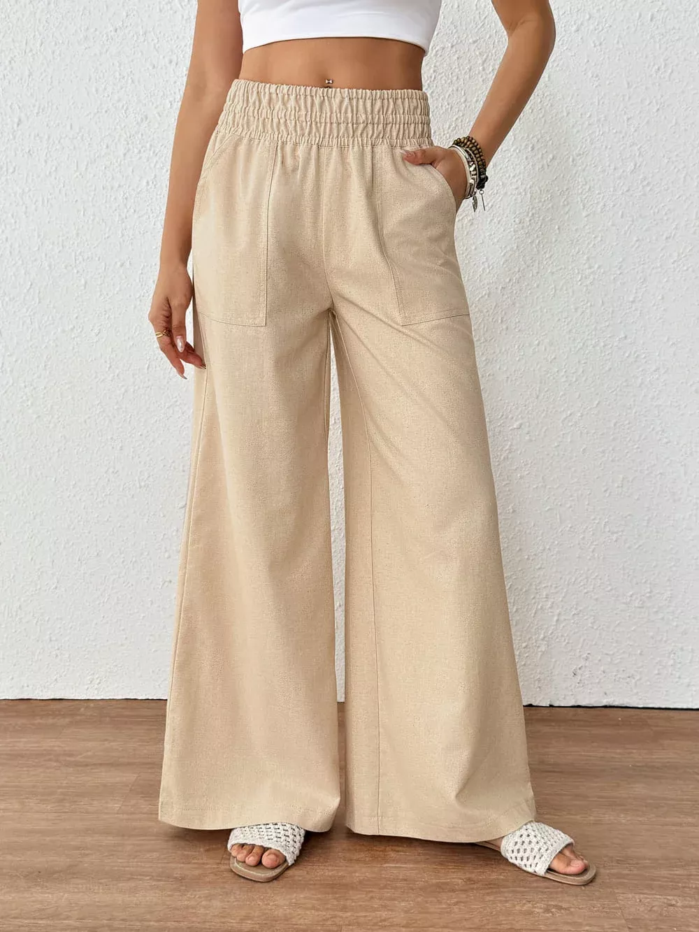 Bsubseach Linen Palazzo Pants for Women with Pockets
