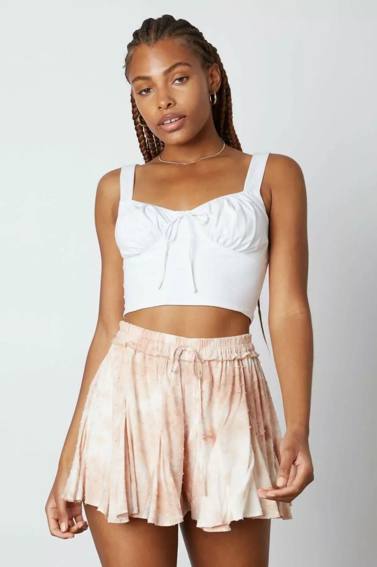 By The Sea Beige Tie-Dye Shorts | Boho Pink
