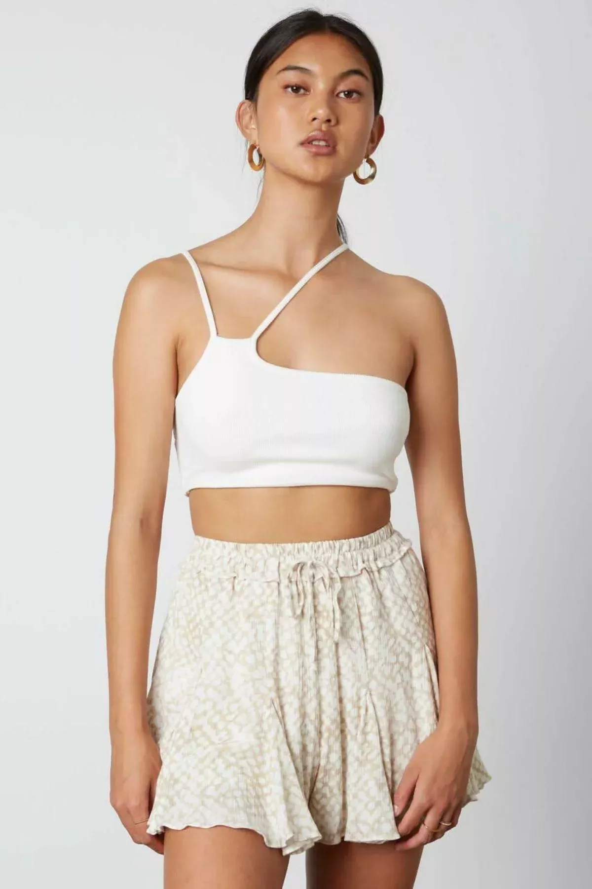 By The Sea Tan and White Print Shorts | Boho Pink