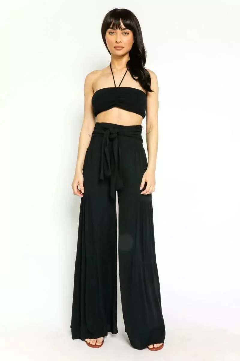 By The Shore Black Two-Piece Jumpsuit | Boho Pink