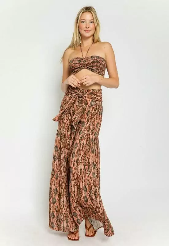 By The Shore Rust Retro Print Two-Piece Jumpsuit | Boho Pink