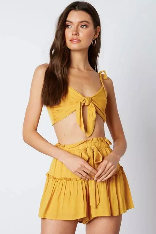 Caicos Bay Mustard Yellow Two-Piece Romper | Boho Pink
