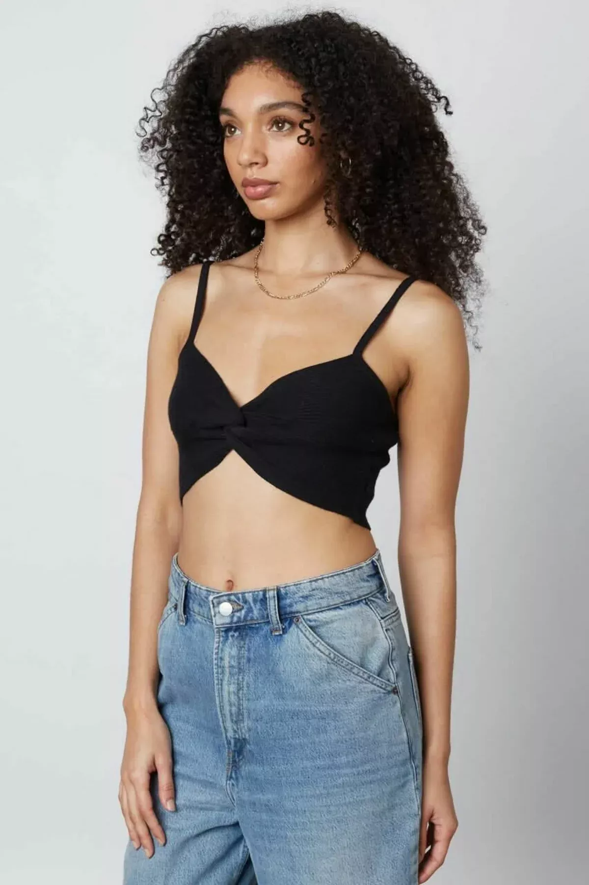 Caitlyn Black Knot-Front Cropped Sweater Tank | Boho Pink