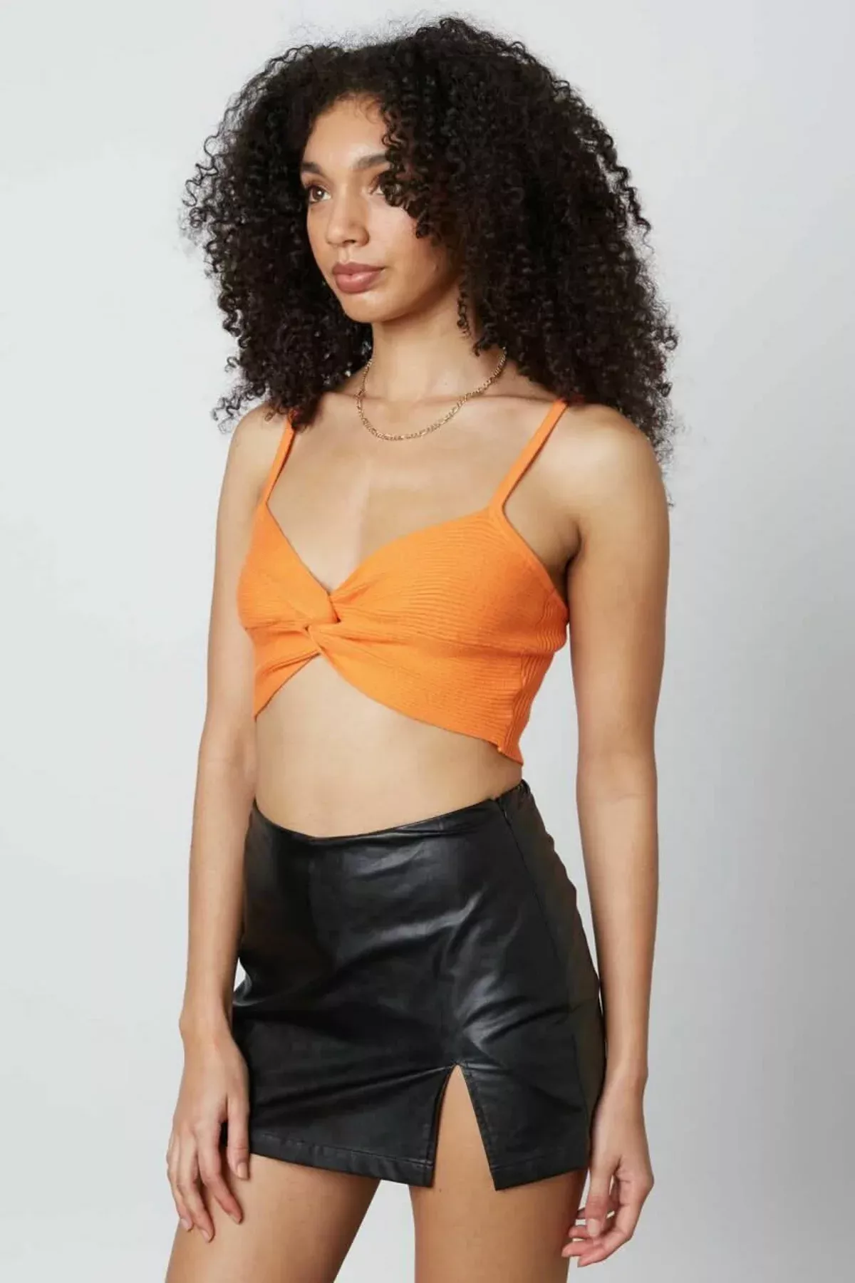 Caitlyn Orange Knot-Front Cropped Sweater Tank | Boho Pink