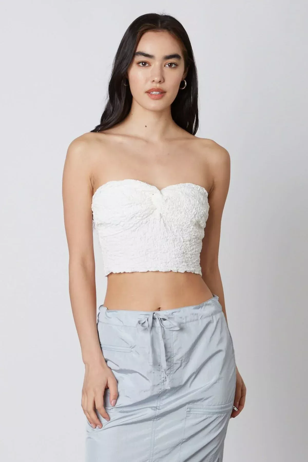 Candice White Twist Tube Top | Boho Pink
