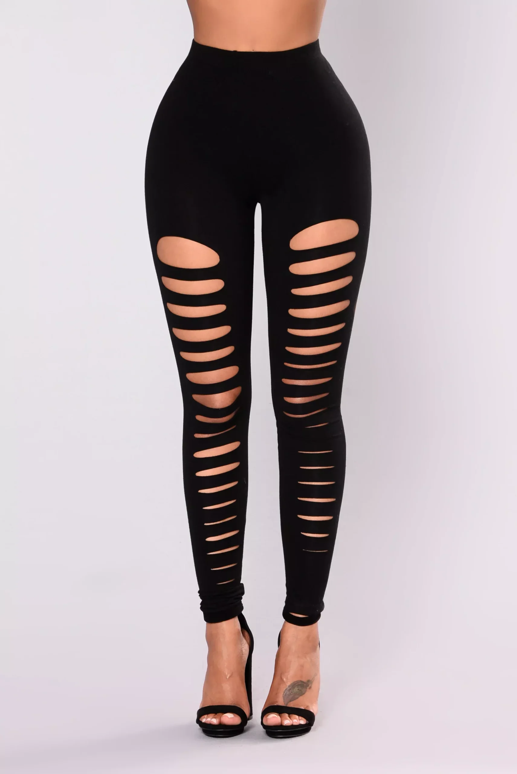Carine Distressed Leggings - Black