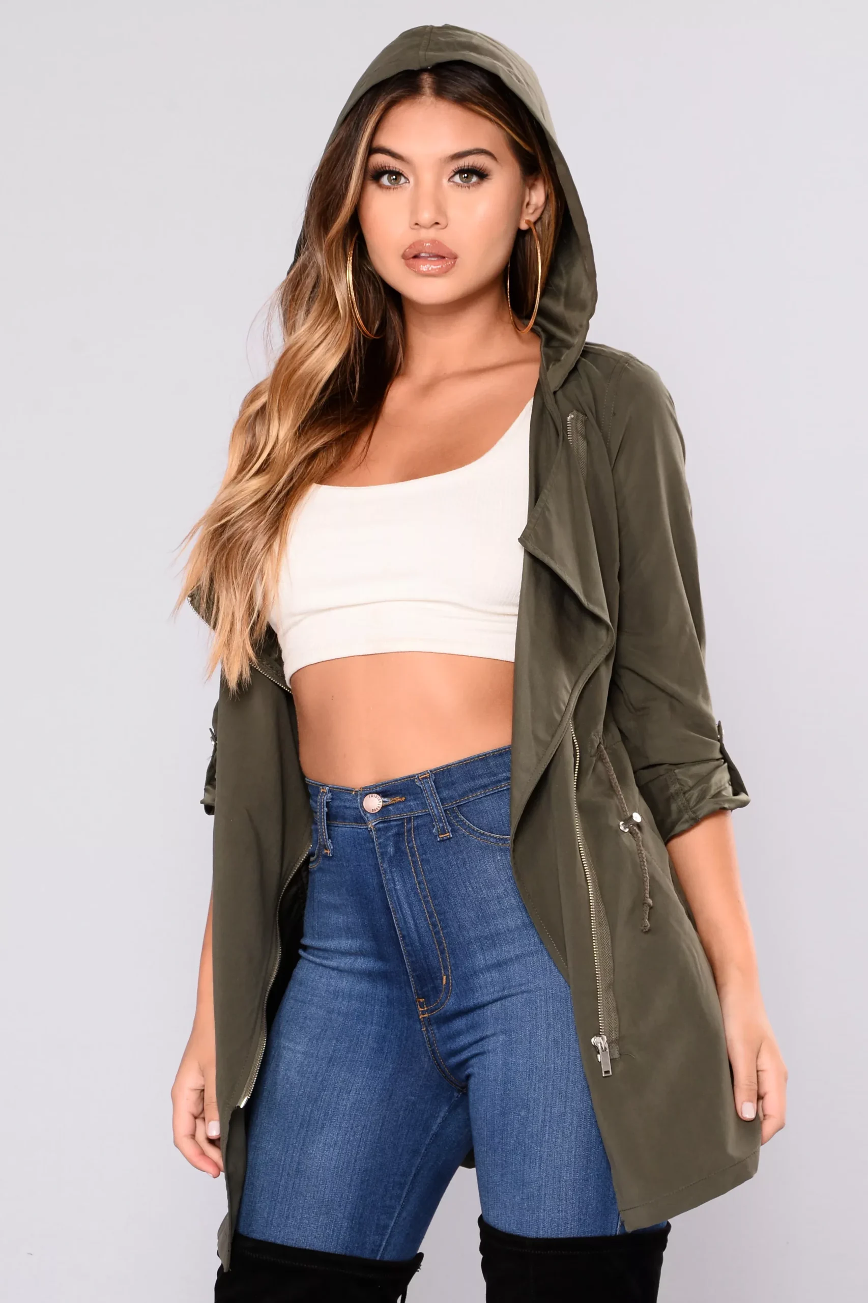 Casual Talk Hooded Jacket - Olive