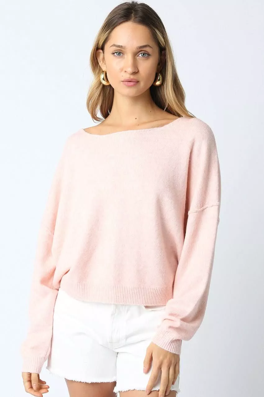 Cecily Light Pink Slouchy Pullover Sweater | Boho Pink