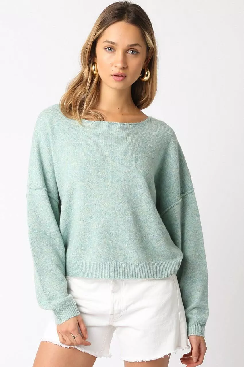 Cecily Mint Slouchy Pullover Sweater | Boho Pink