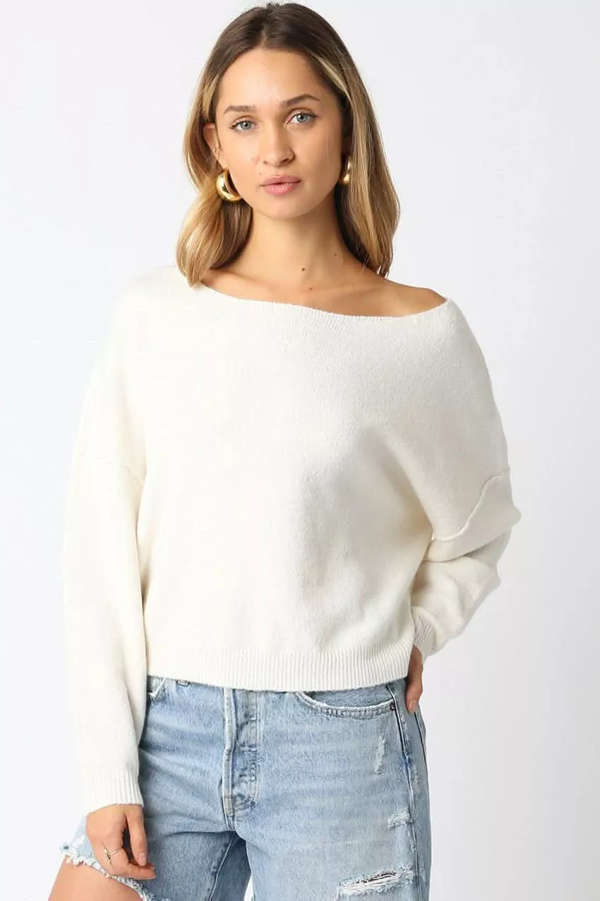 Cecily White Slouchy Pullover Sweater | Boho Pink