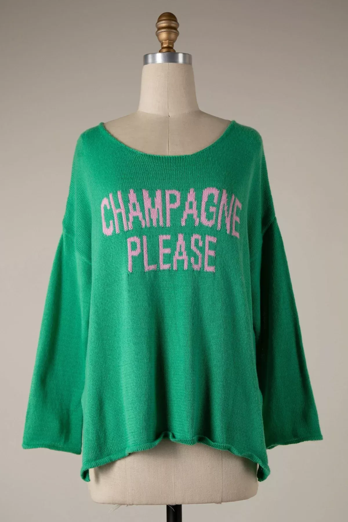 Champagne Please Green and Pink Sweater | Boho Pink