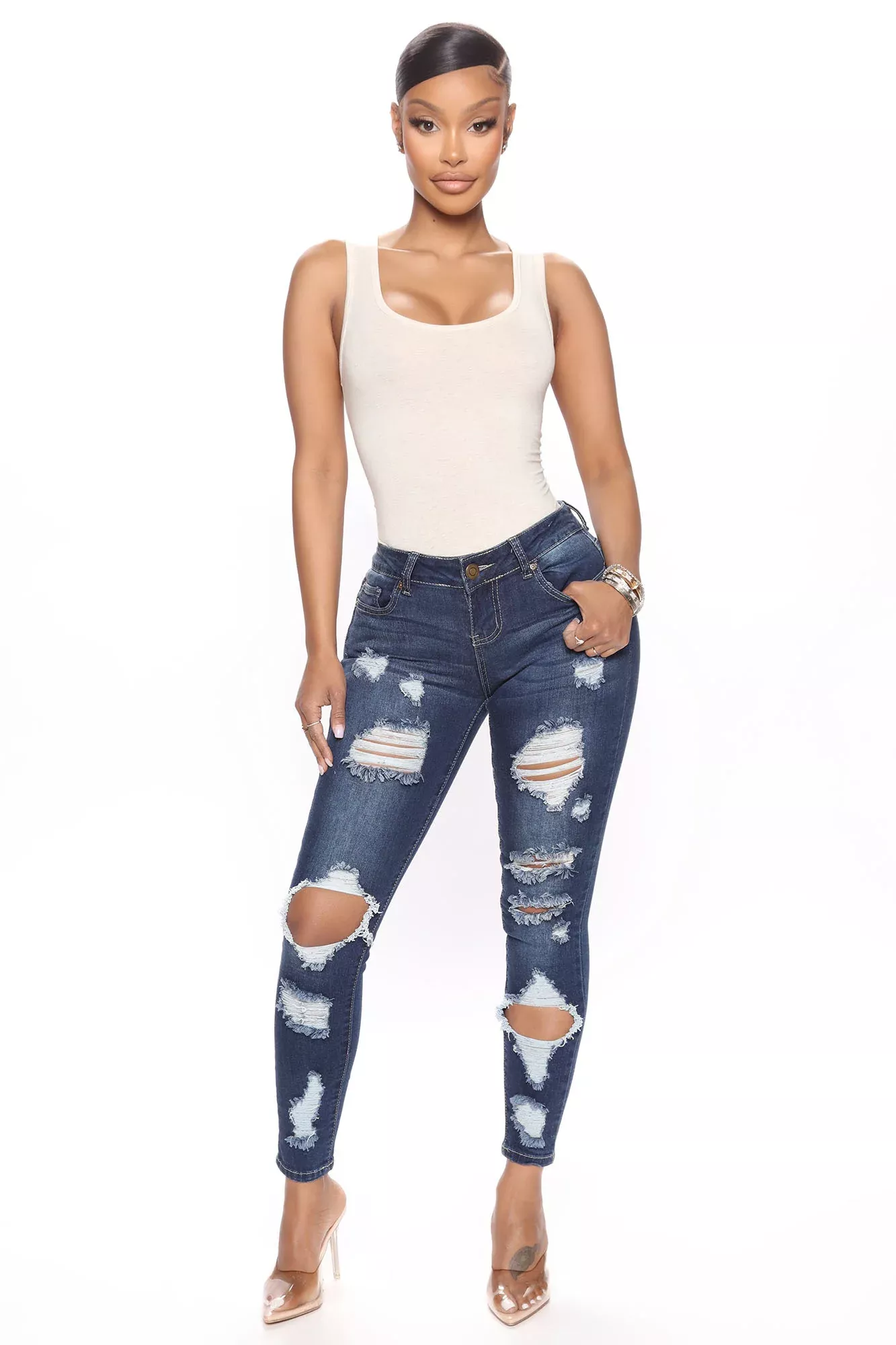 Chasing Waterfalls Ankle Jeans - Dark Denim