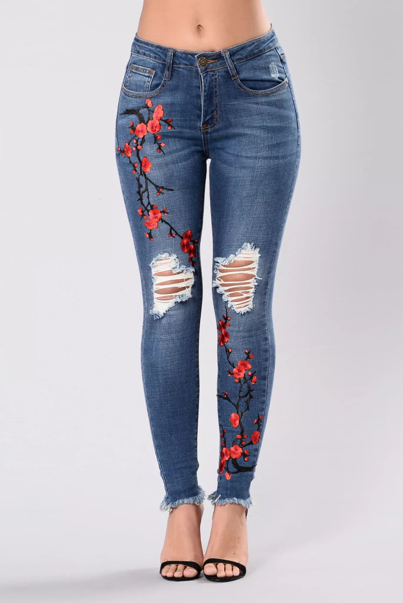 Cherry Blossom Jeans - Medium Wash