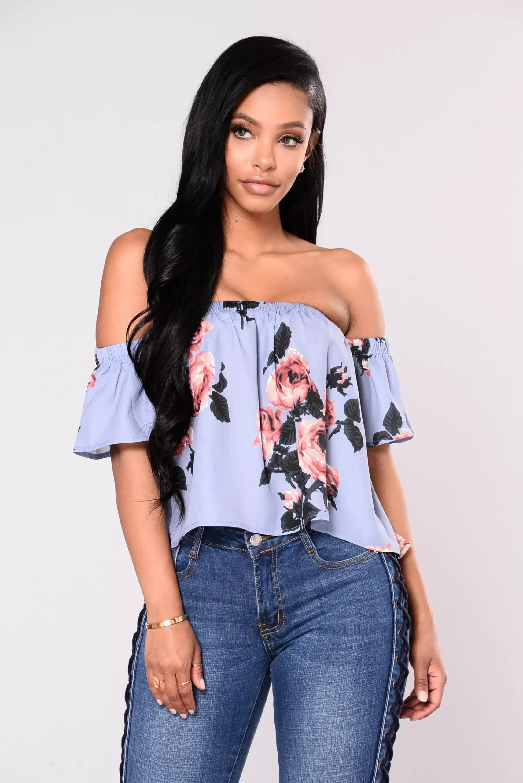Claudia Floral Top - Blue/Floral