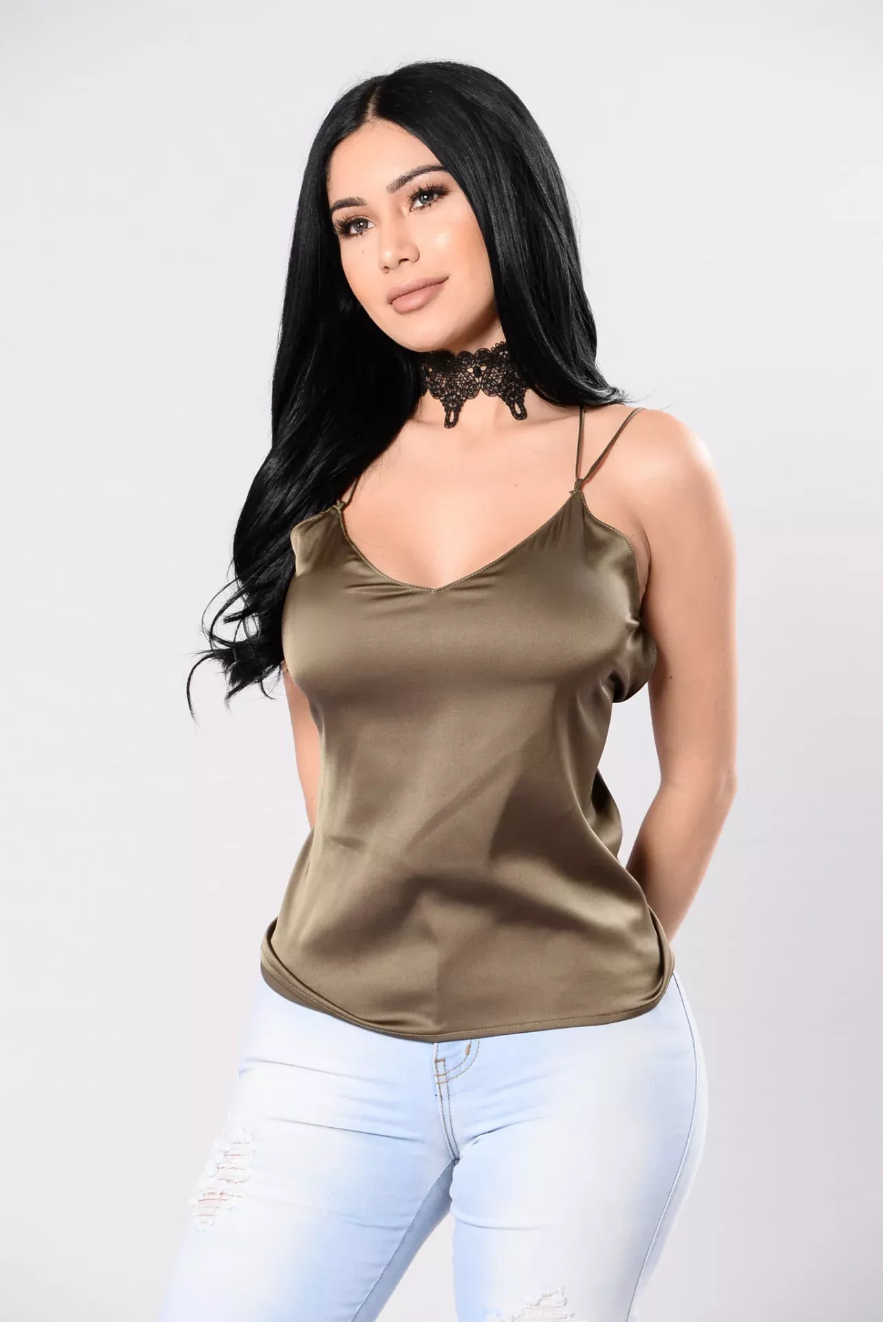 Clingy And Stringy Top - Olive