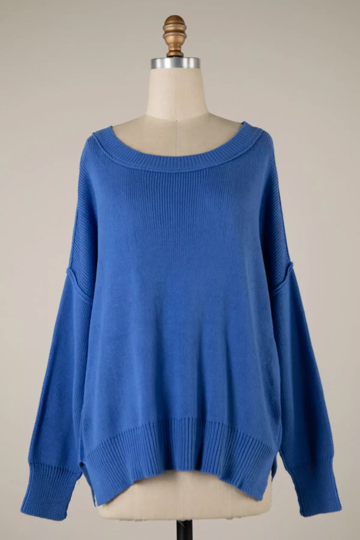 Coffee Date Royal Blue Oversized Sweater | Boho Pink
