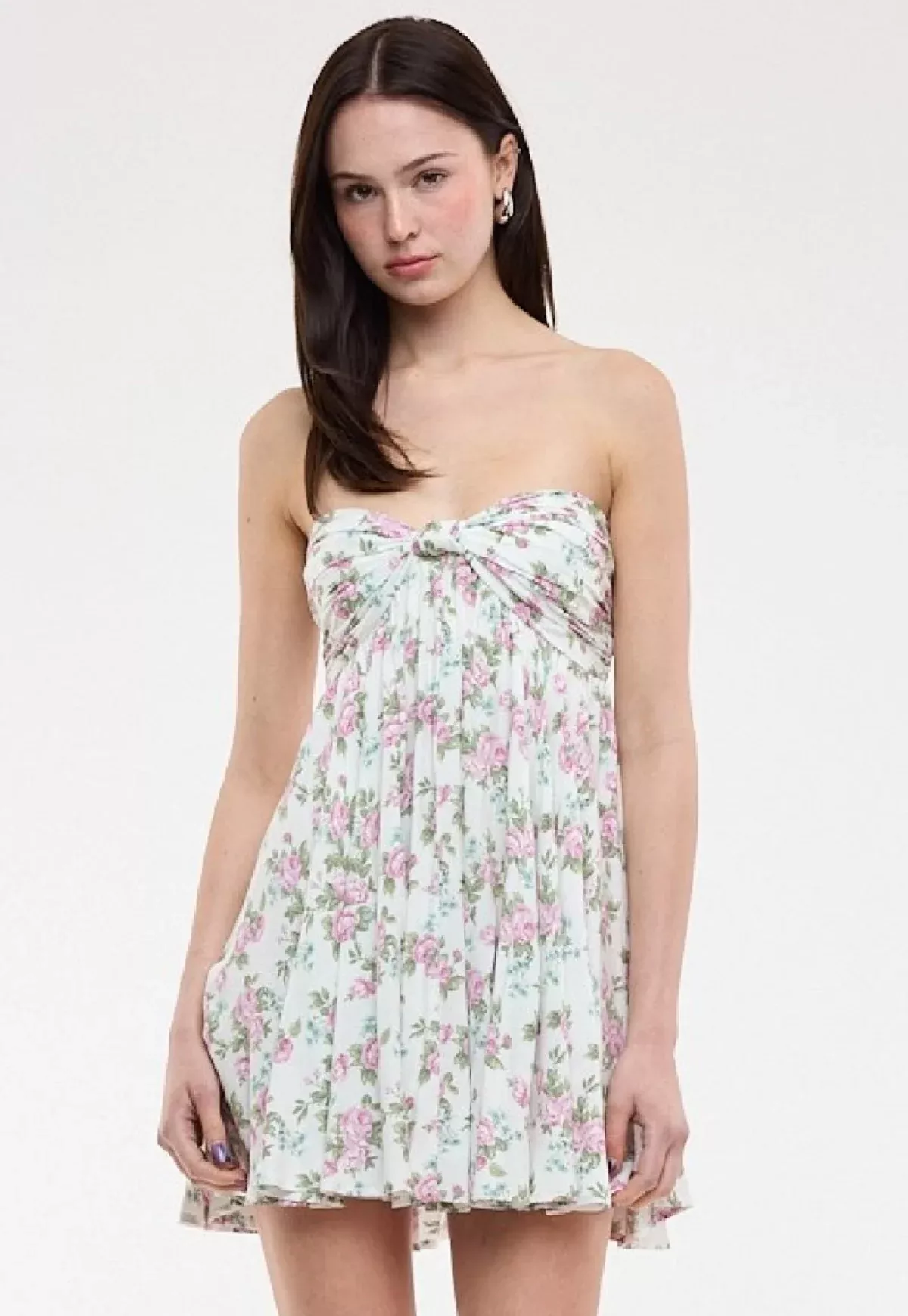 Colette White & Purple Strapless Babydoll Dress | Boho Pink