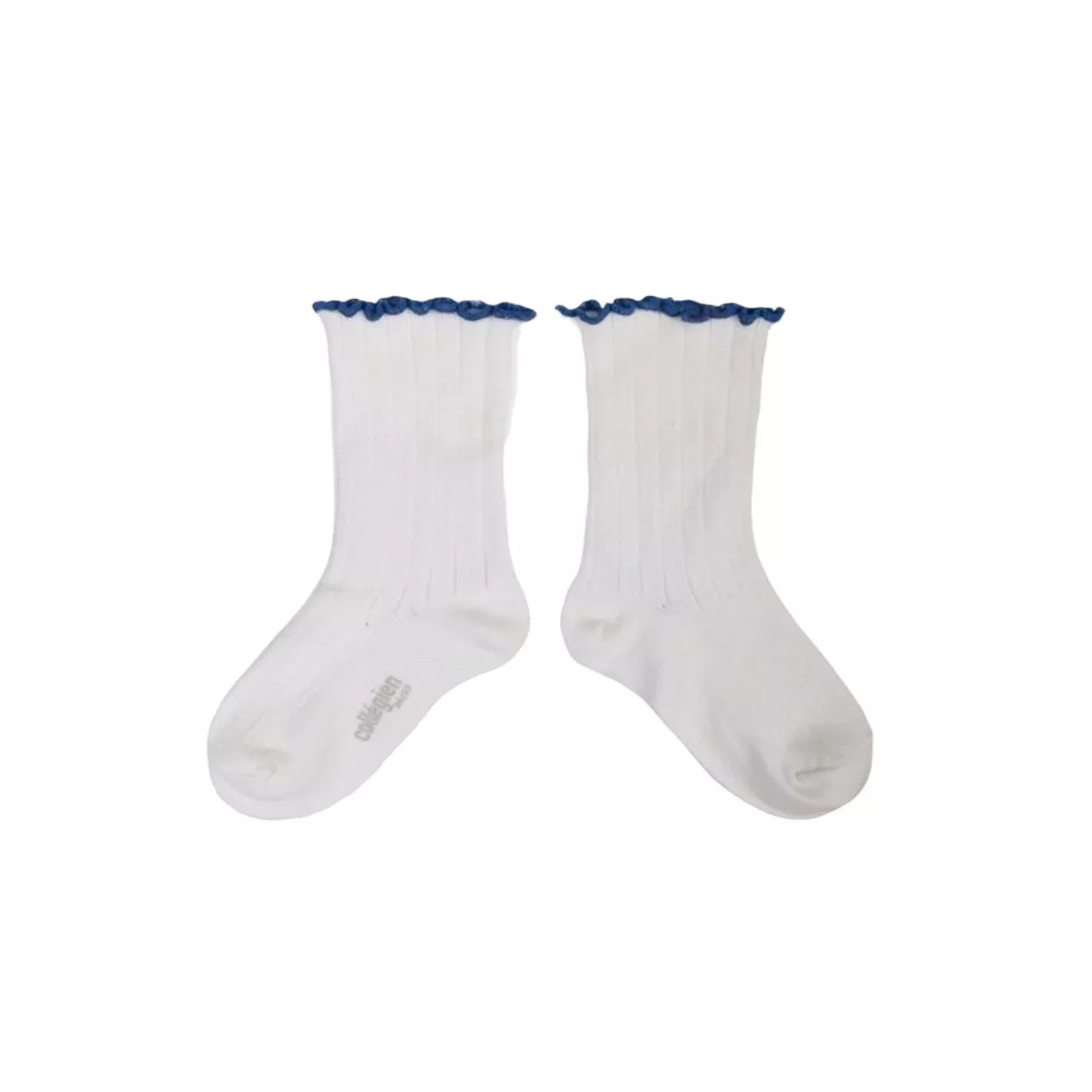 collegien delphine blanc neige lettuce trim ribbed socks