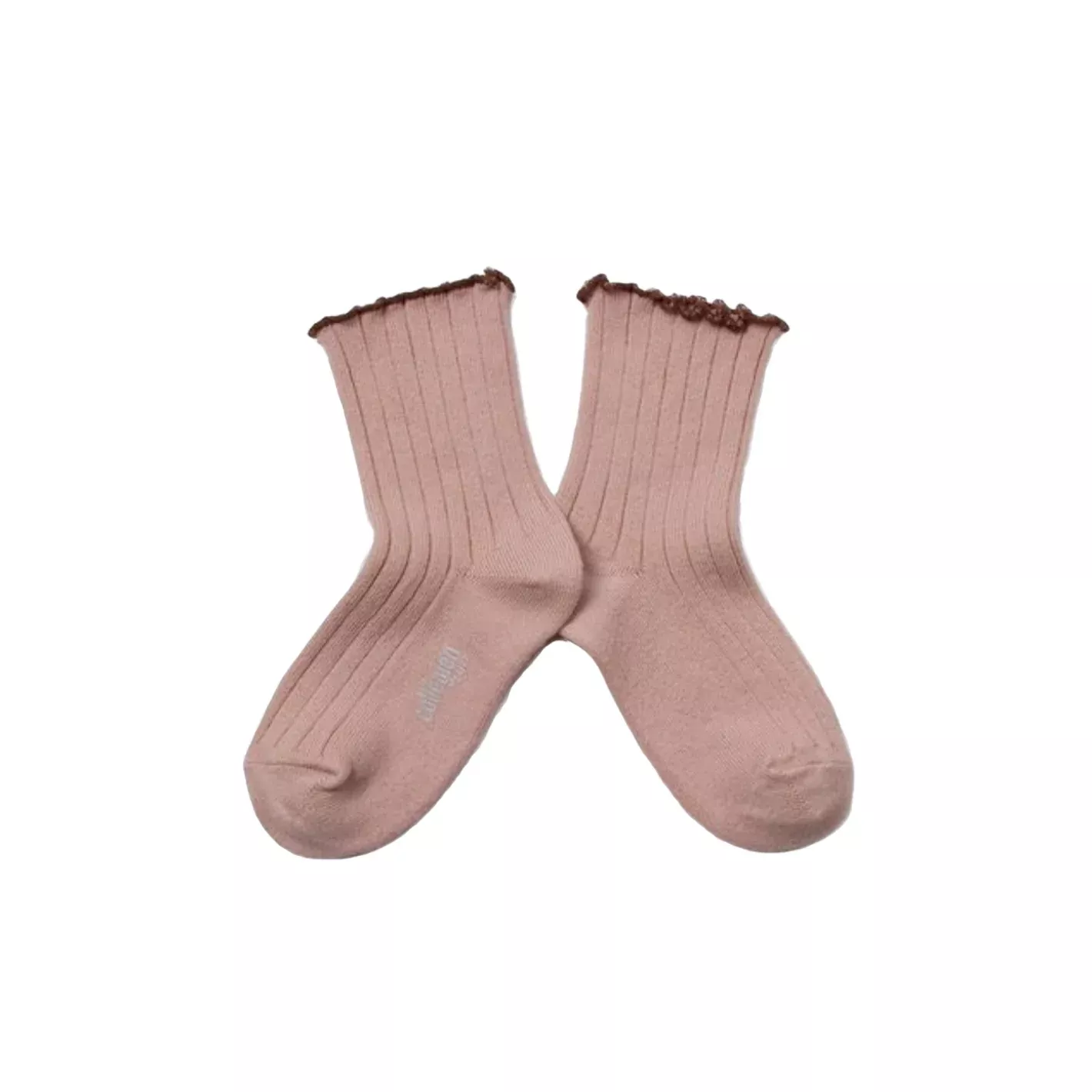 collegien delphine vieux rose lettuce trim ribbed socks