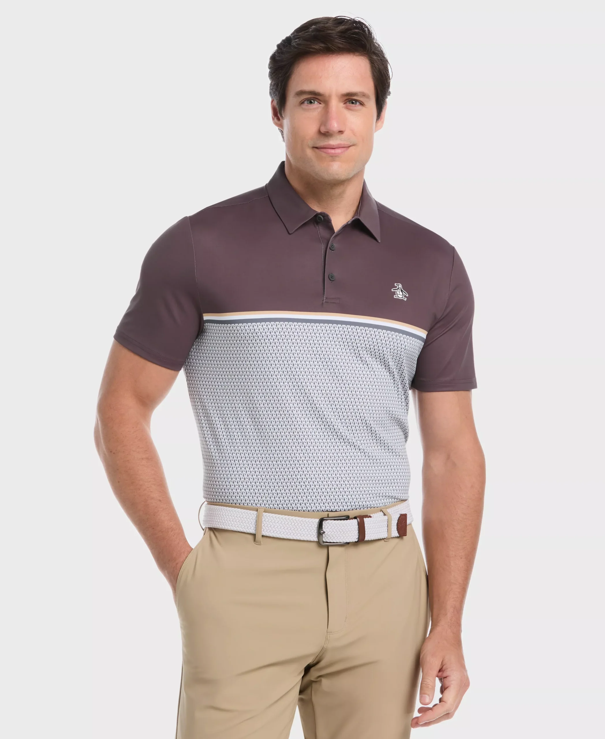 Color Block "P" Print Golf Polo
