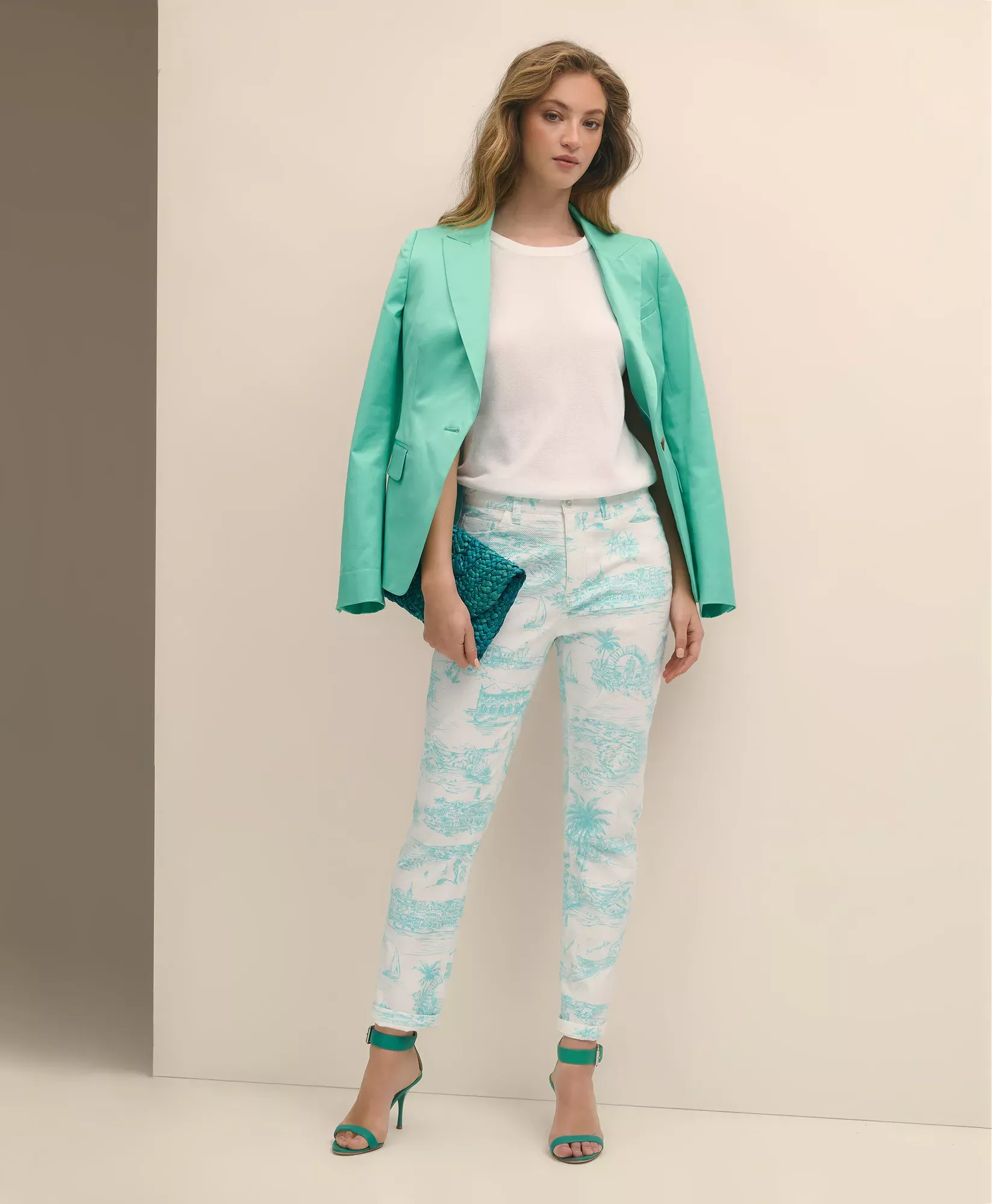 Cotton Dobby Bermuda Toile 5-Pocket Pants