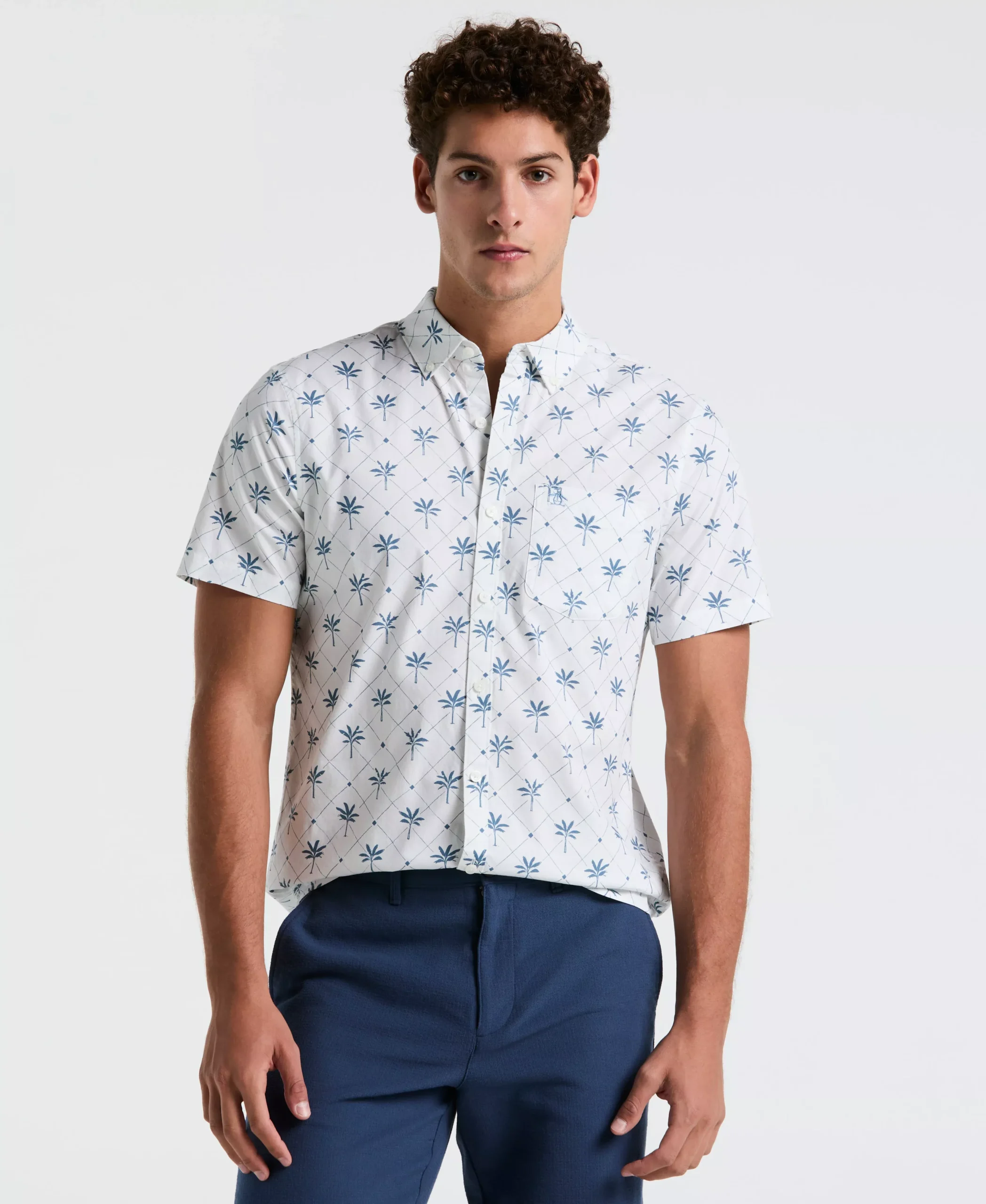 Cotton Poplin Palm Tile Shirt