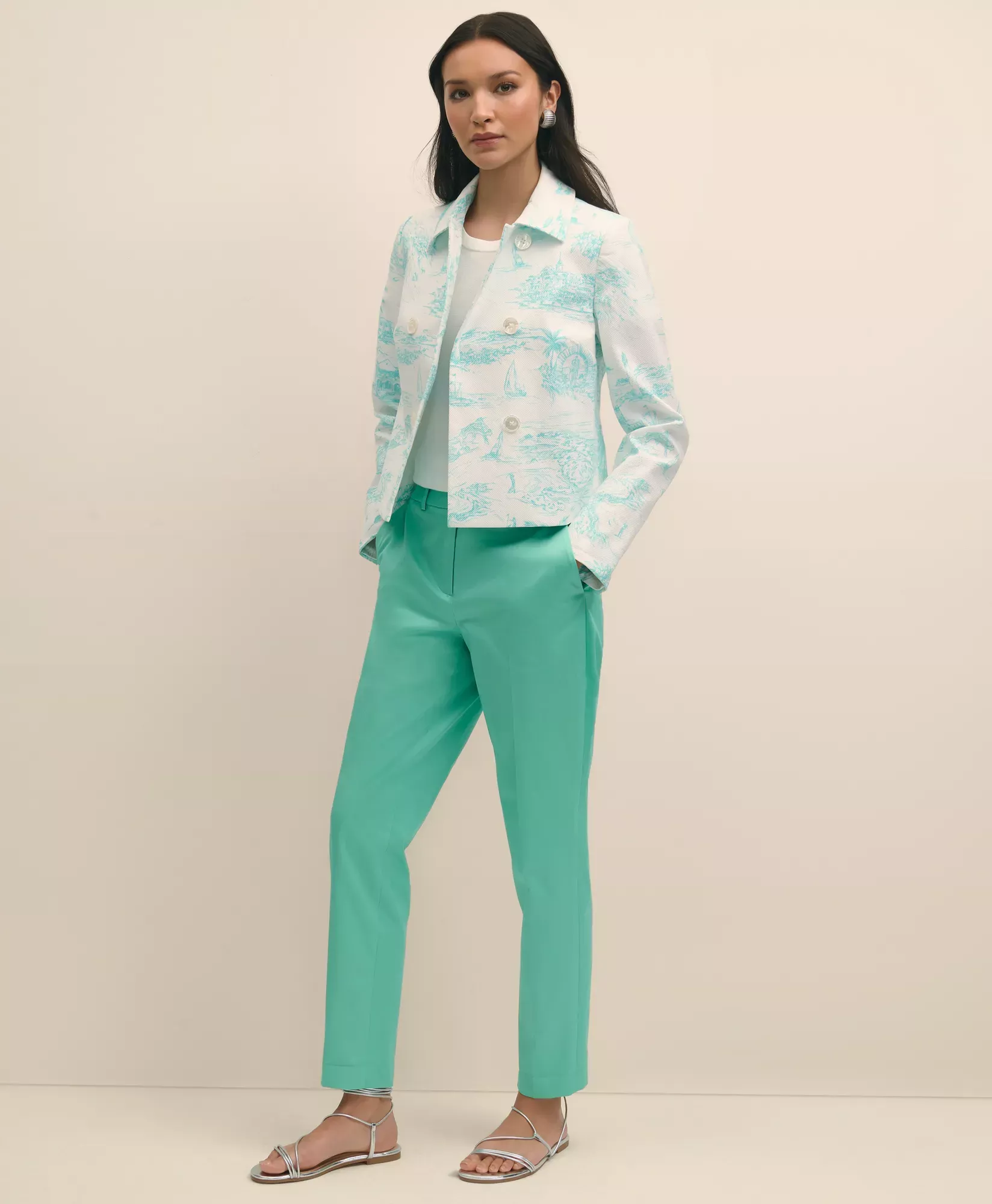 Cotton Sateen Slim Pants
