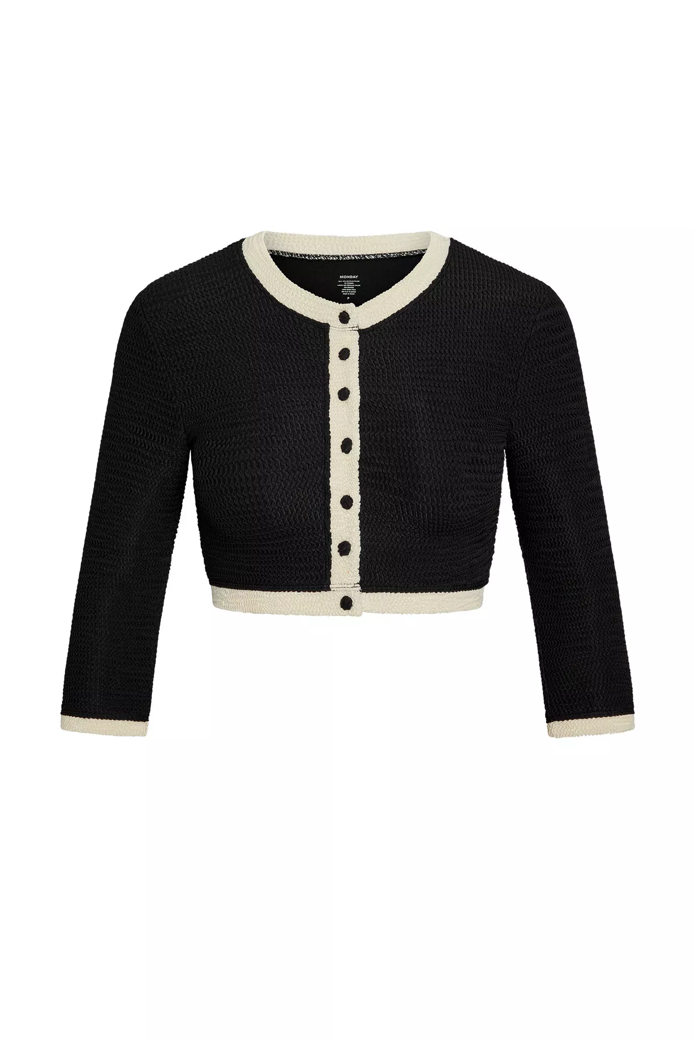 Crete Swim Cardi - Black/Ivory Crinkle