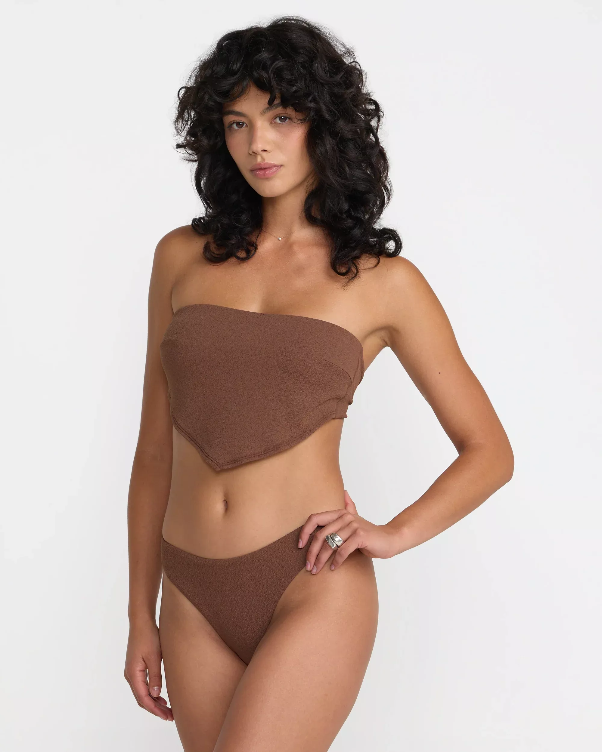 Crinkle Scarf Tie Bandeau Bikini Top