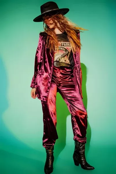 Deep Purple Metallic Finish Velvet Suit