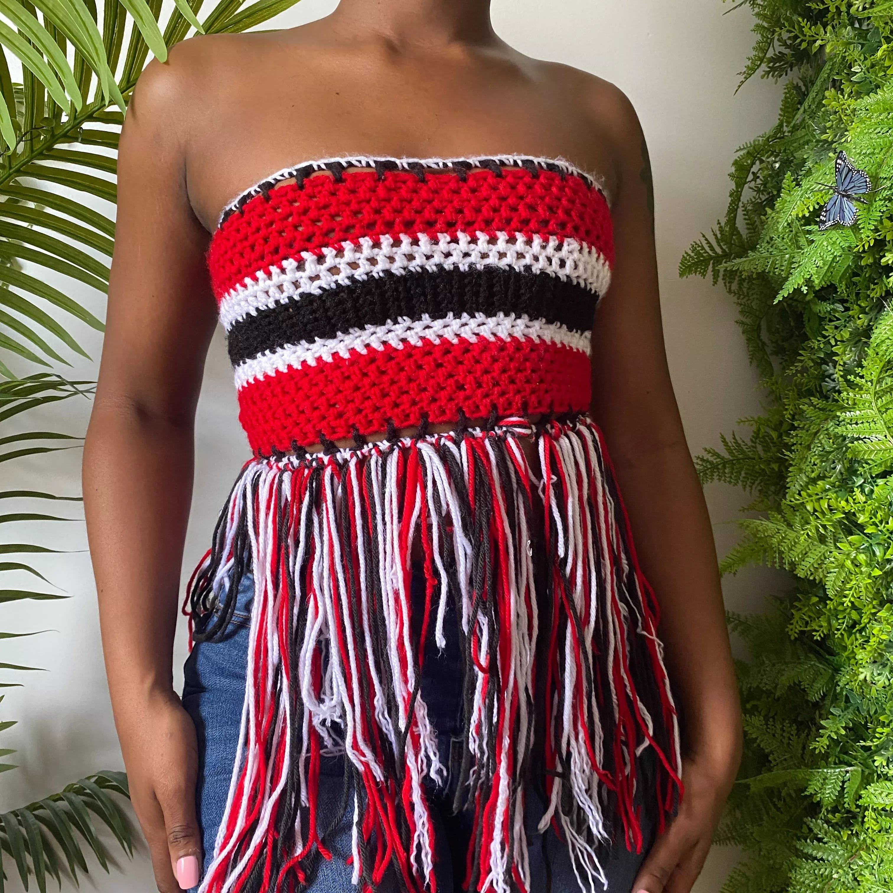 Demeter Fringe Crochet Tube Top