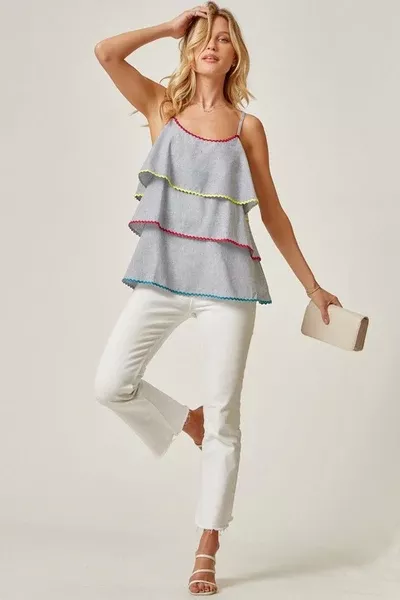 Denim Look Layered Tank