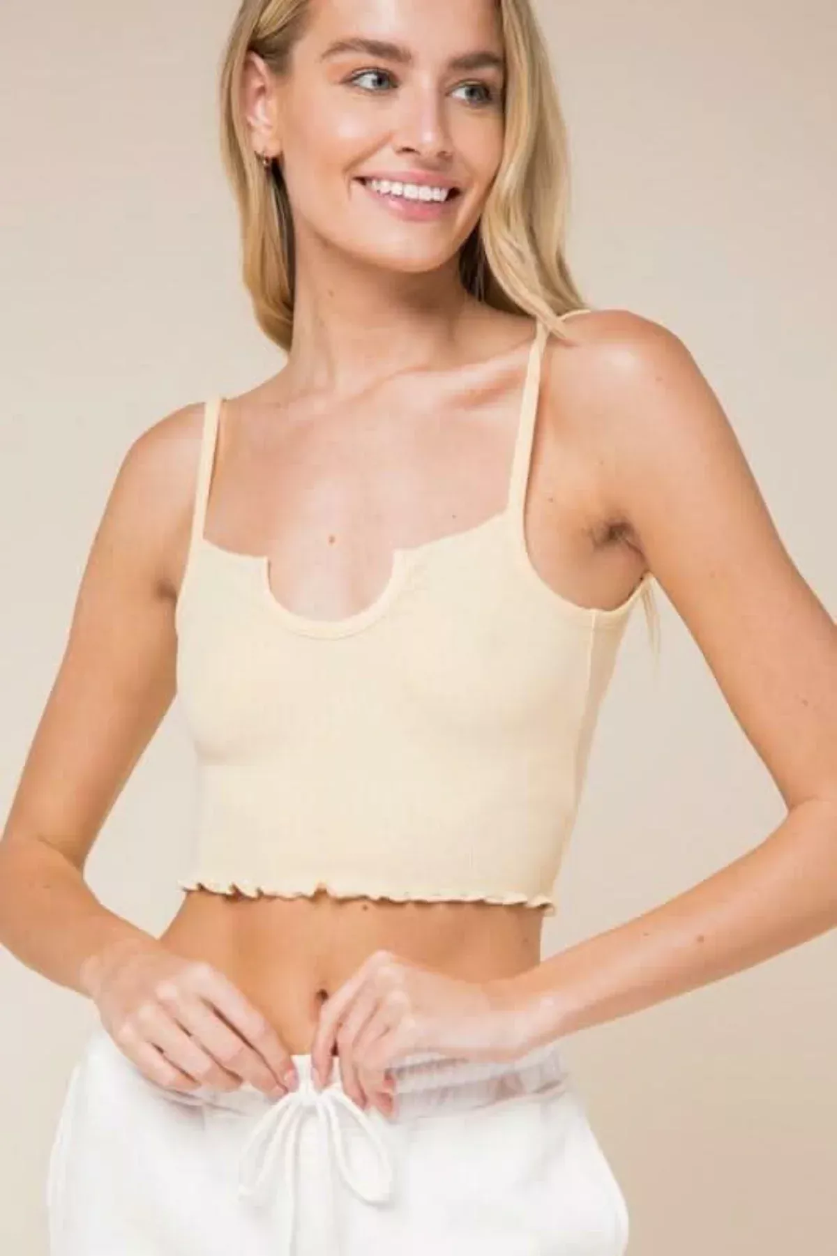 Don't Do It Vanilla Notch Cami Crop Top | Boho Pink