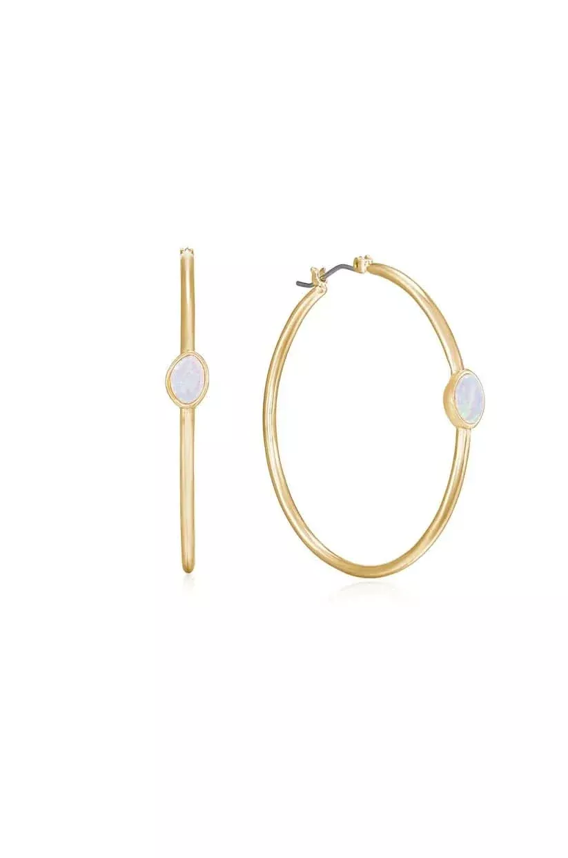 A Drop Of Opal 18k Gold Hoop Earrings | Boho Pink