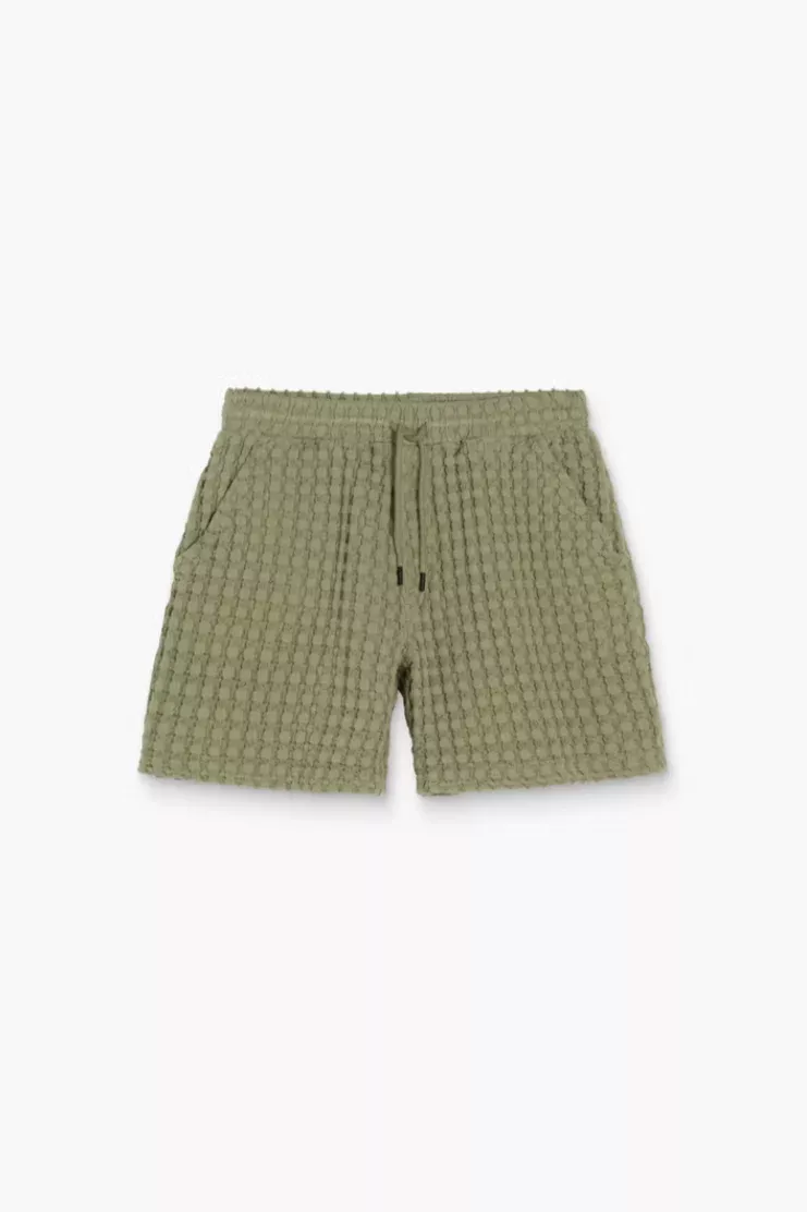 Dusty Green Porto Waffle Shorts