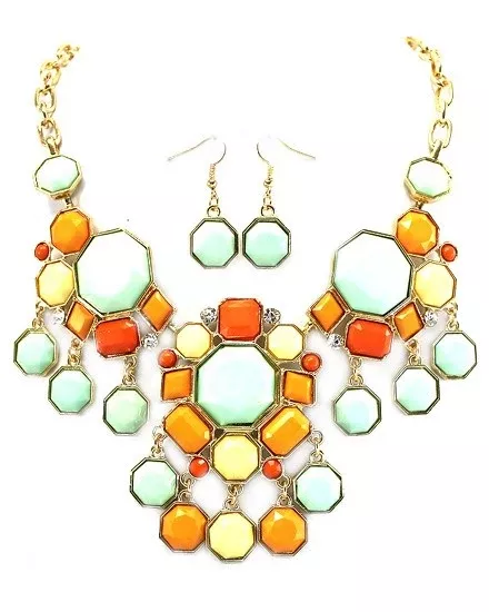 Earth Tone Stone Necklace Set