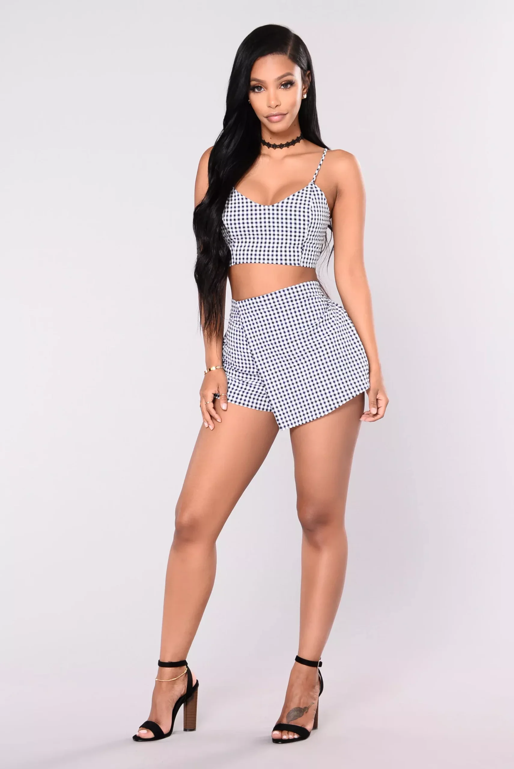 Edyn Gingham Short - Navy
