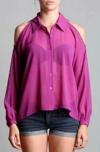 Empower Yourself Magenta Cold Shoulder Blouse | Boho Pink