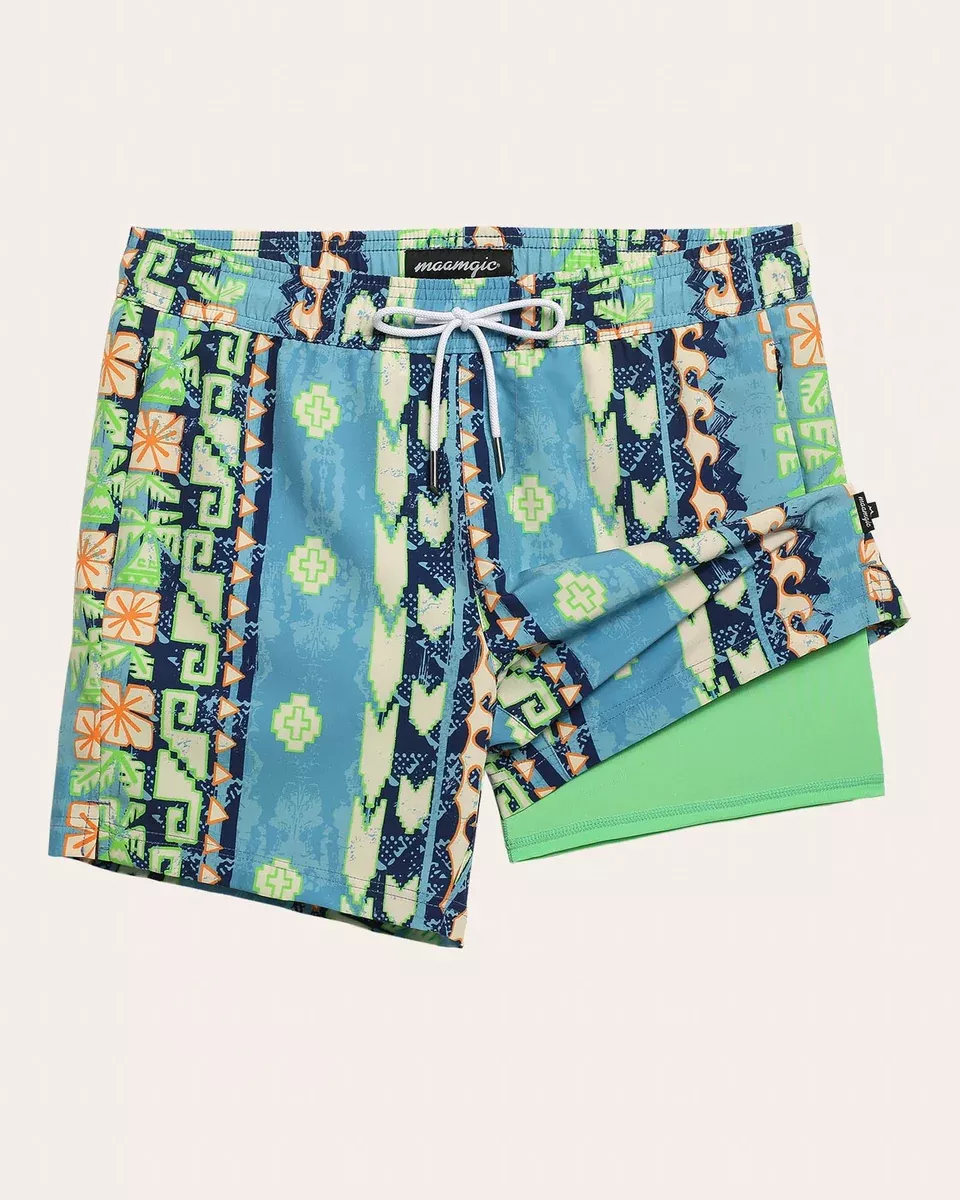 EpochEcho Tropical Aztec Fusion Swim Trunks