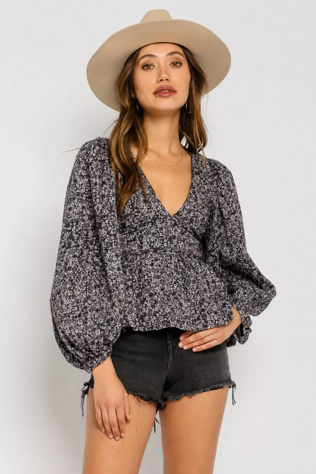 Escapade Purple Floral Babydoll Top | Boho Pink