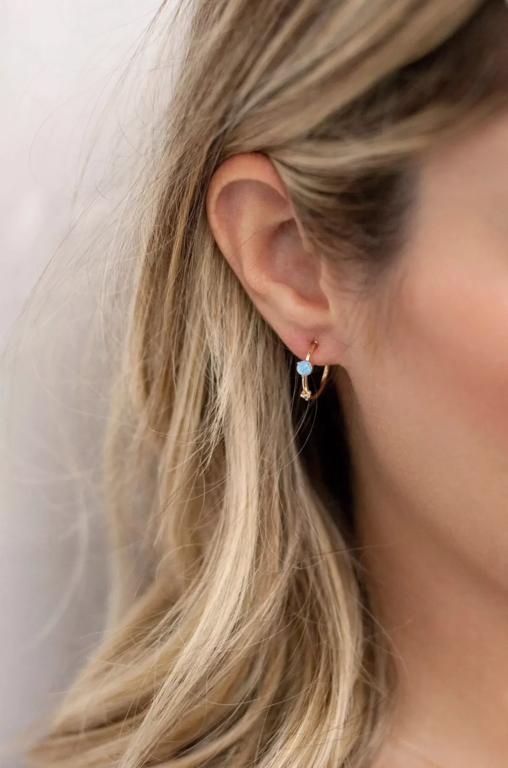 Ettika Baby Blue Kyocera Opal Hoops | Boho Pink
