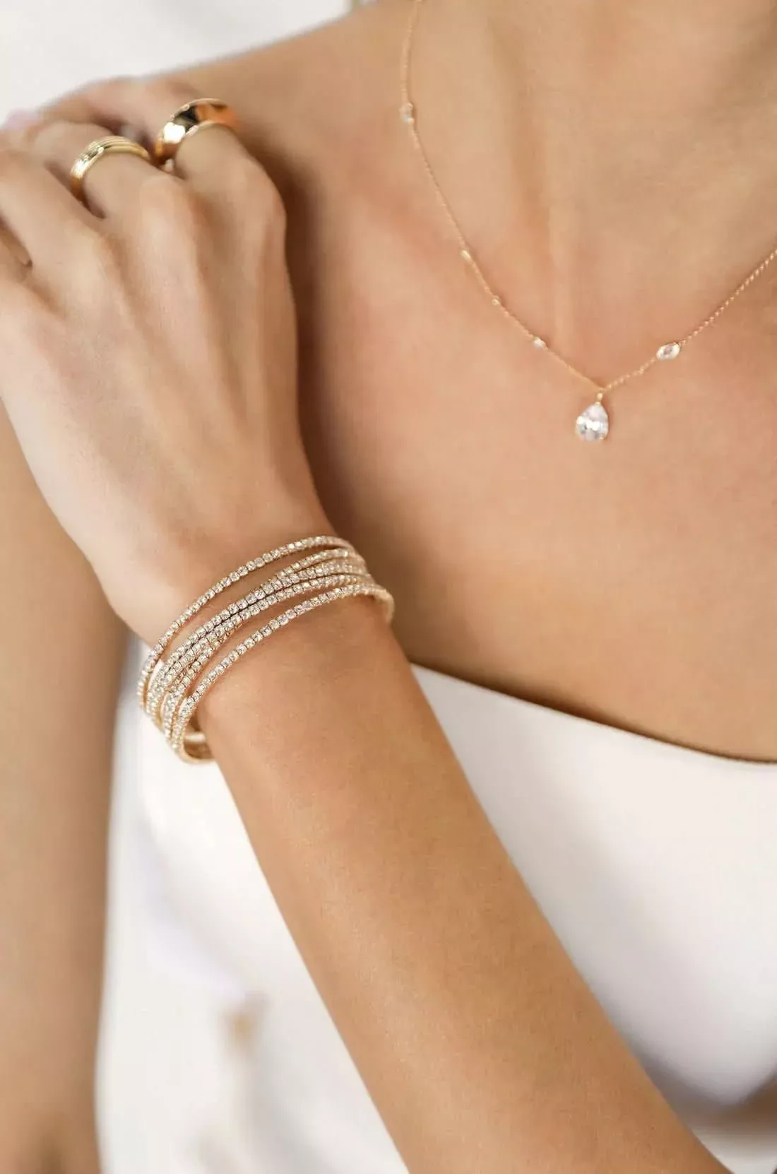 Ettika Crystal Strand Cuff | Boho Pink