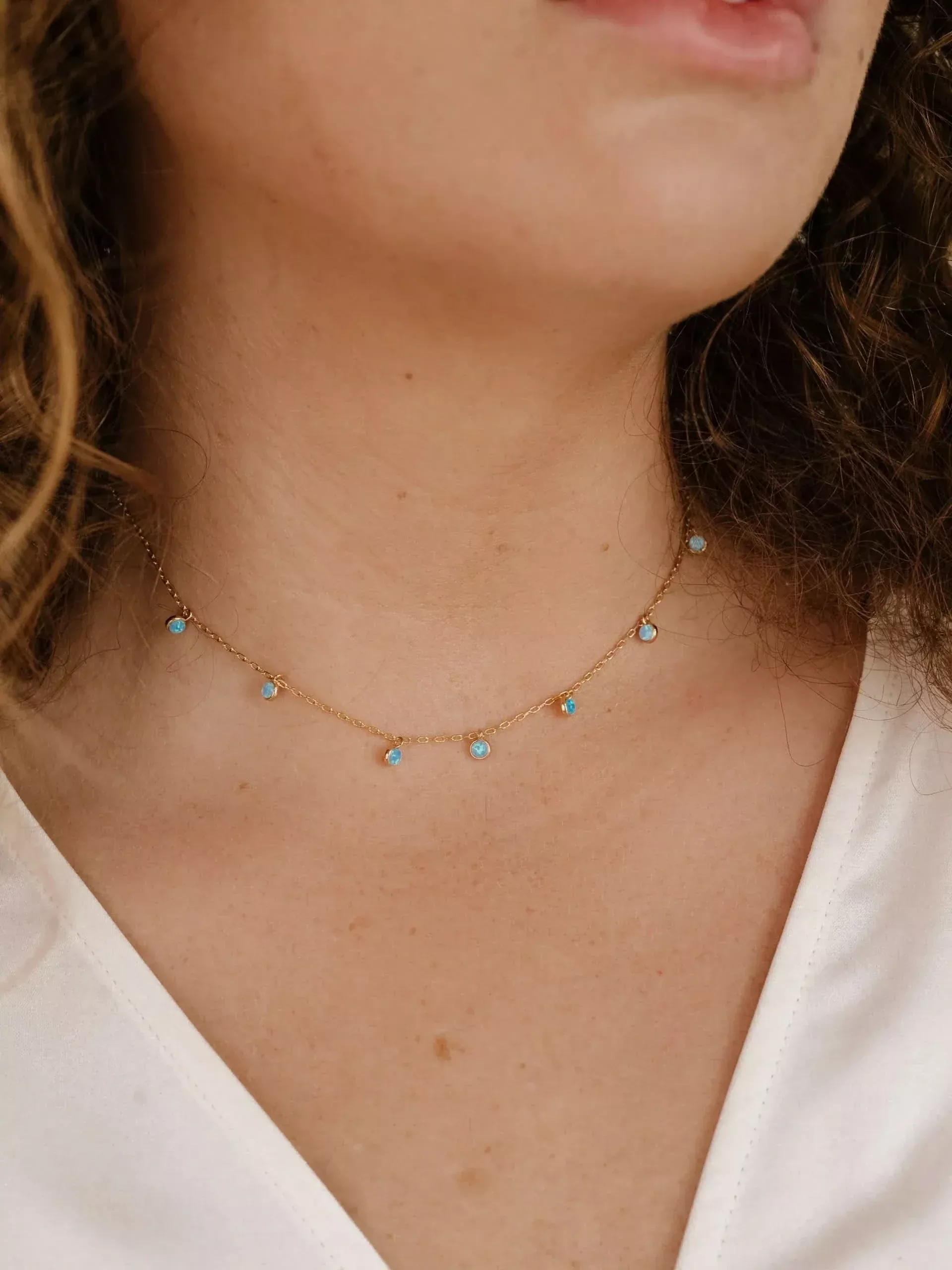 Ettika Fine Tune Blue Opal Necklace | Boho Pink
