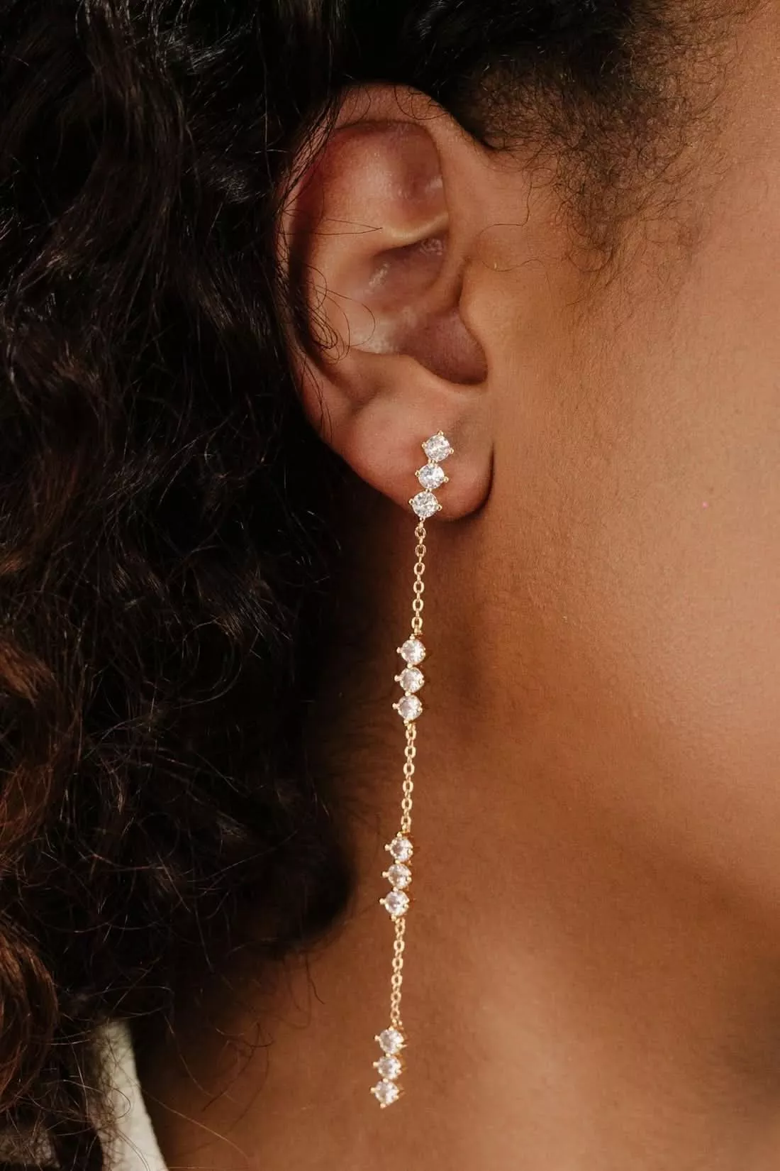 Ettika Linear Crystal Drop Earrings | Boho Pink