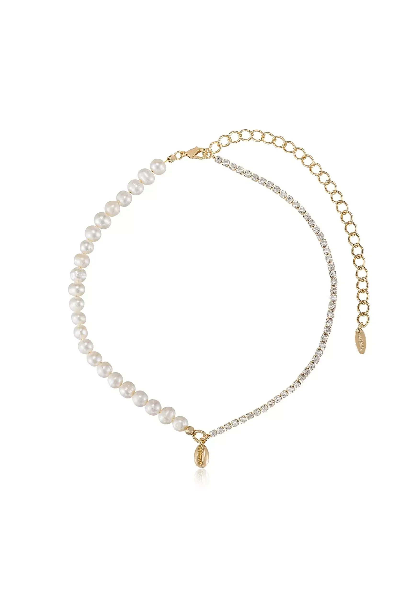 Ettika Pearl, Crystal, And Shell Necklace | Boho Pink