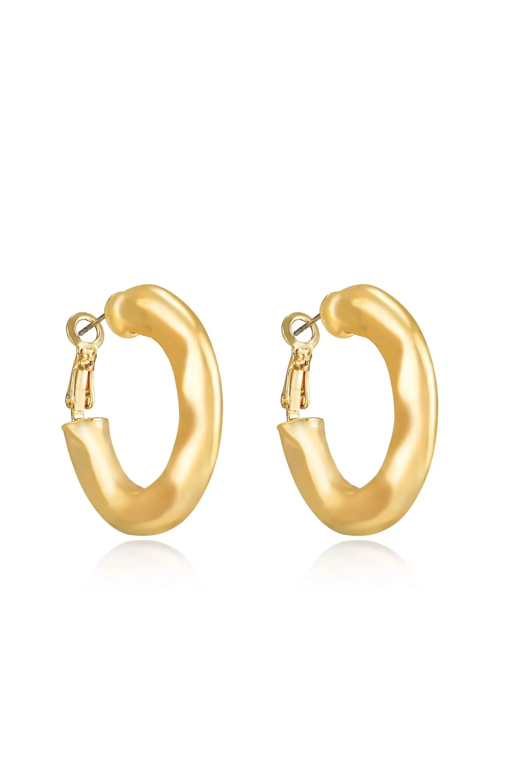 Ettika Soft Golden Textured 18K Gold Plated Hoop Earrings | Boho Pink