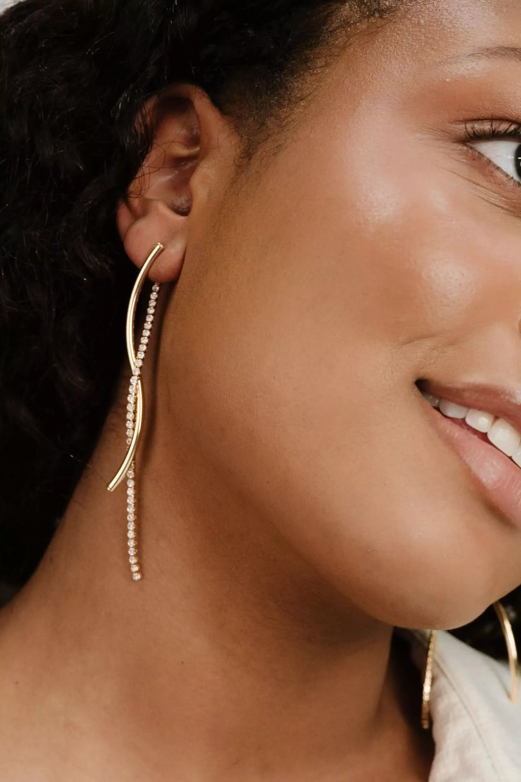 Ettika Spin Around Linear Dangle Earrings | Boho Pink