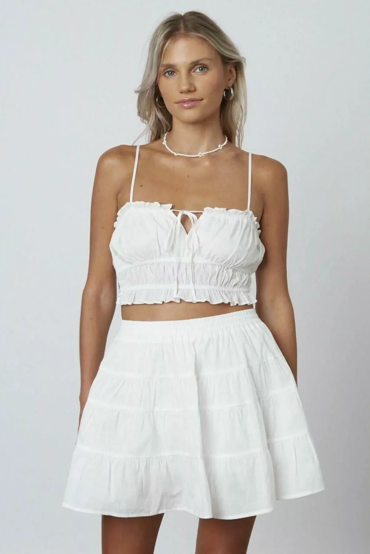 Evelyn White Two-Piece Mini Dress | Boho Pink